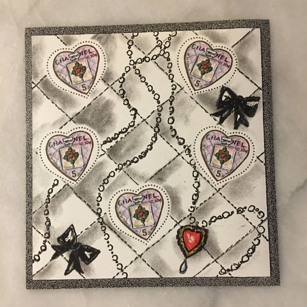 Postage Stamp sheet : CHANEL / HEARTS : VALENTINES NEW 2004 / France 5 Stamps